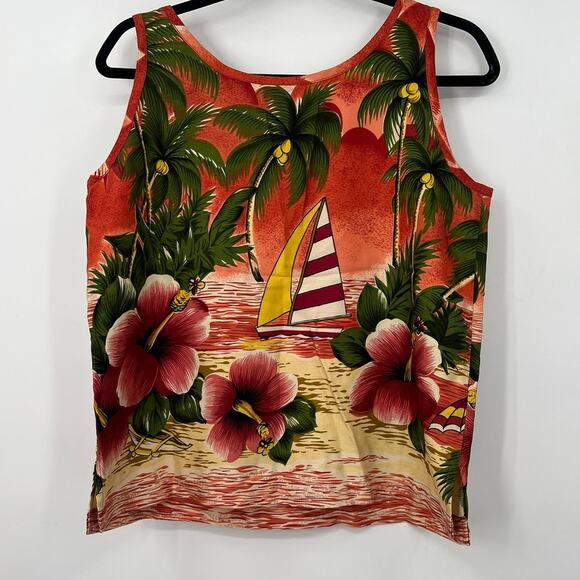 New Tommy Bahama | M | Tank Sleeveless Top Blouse Tropical Hawaiian 100% Silk - Picture 3 of 4